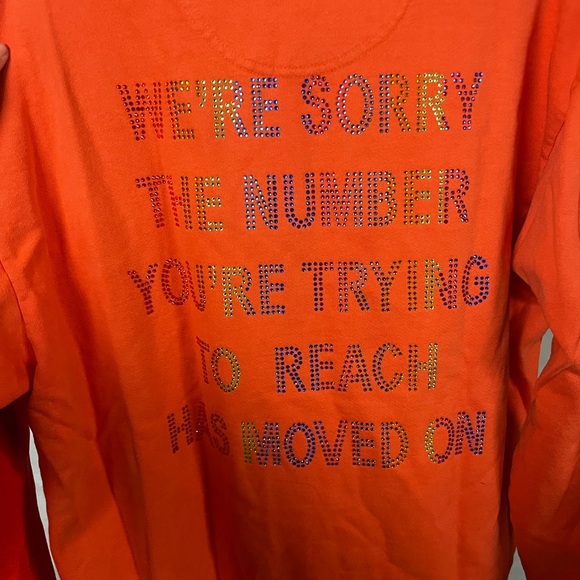 Boys Lie Women's 1-800 Remix Bedazzled Orange Crewneck Sweatshirt- One Size - Picture 7 of 7